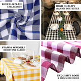 Buffalo Plaid Tablecloths | 60x126 Rectangular | White/Blue | Checkered Polyester Tablecloth