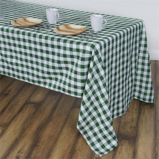 Create a Picture-Perfect Event with the White/Green Buffalo Plaid Tablecloth