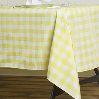 Stunning White and Yellow Buffalo Plaid Tablecloth