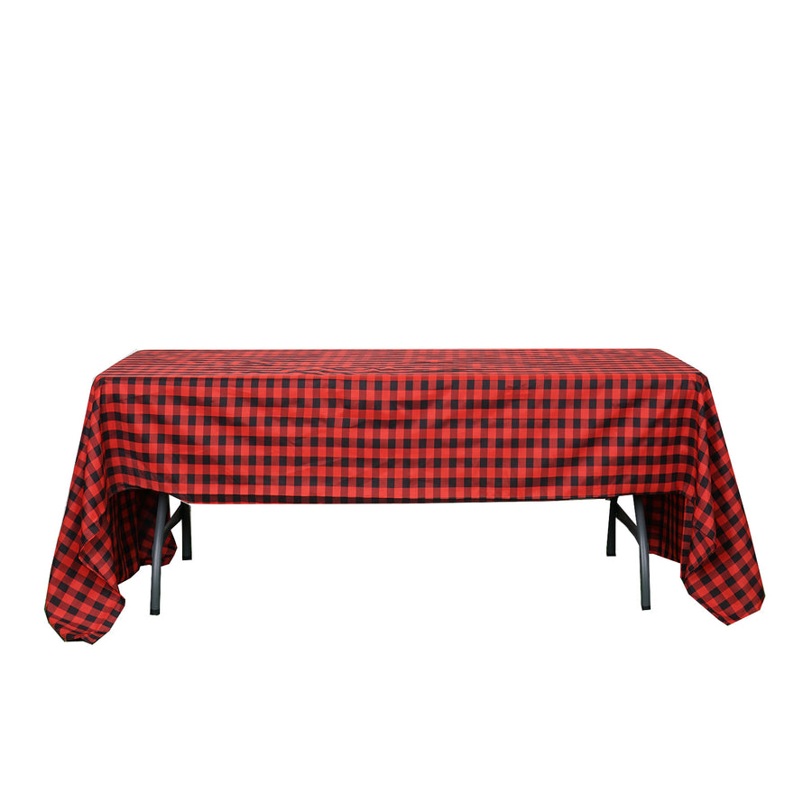 Buffalo Plaid Tablecloth | 60x126 Rectangular | Black/Red | Checkered Polyester Tablecloth