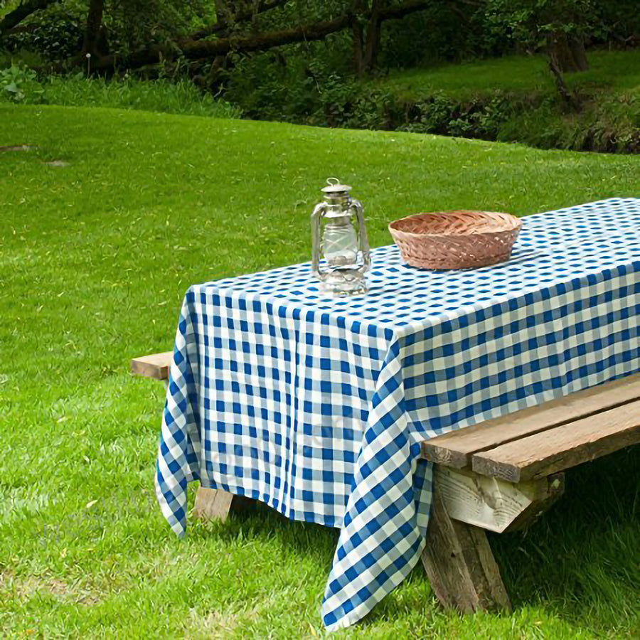 Buffalo Plaid Tablecloths | 60x126 Rectangular | White/Blue | Checkered Polyester Tablecloth