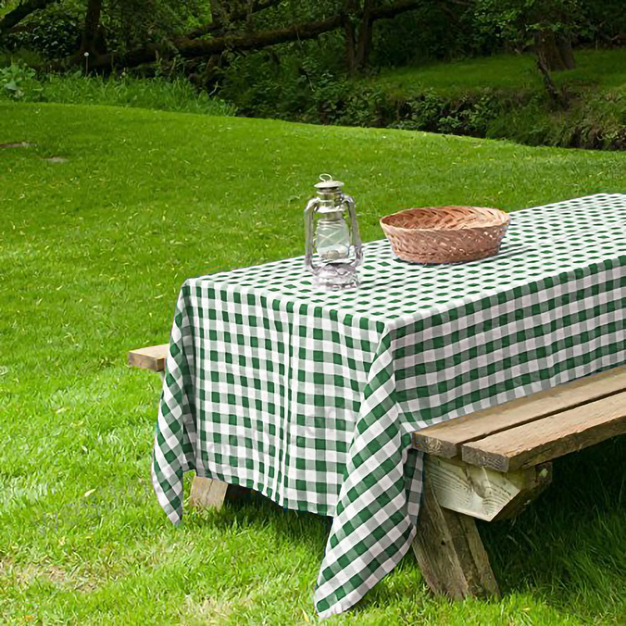 Buffalo Plaid Tablecloths | 60x126 Rectangular | White/Green | Checkered Polyester Tablecloth