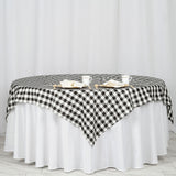 Buffalo Plaid Tablecloths | 70"x70" Square | White/Black | Checkered Gingham Polyester Tablecloth