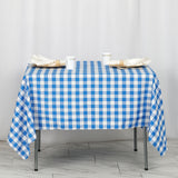 Buffalo Plaid Tablecloths | 70"x70" Square | White/Blue | Checkered Gingham Polyester Tablecloth