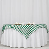 Buffalo Plaid Tablecloths | 70"x70" Square | White/Green | Checkered Gingham Polyester Tablecloth