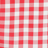 70inch Square Buffalo Plaid Polyester Overlay | Checkered Gingham Overlay - White/Red#whtbkgd