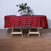 Buffalo Plaid Tablecloth | 70 inch Round | Black/Red | Checkered Gingham Polyester Tablecloth