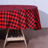 Buffalo Plaid Tablecloth | 70 inch Round | Black/Red | Checkered Gingham Polyester Tablecloth