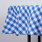 Buffalo Plaid Tablecloth | 70" Round | White/Blue | Checkered Gingham Polyester Tablecloth