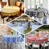 Buffalo Plaid Tablecloth | 70 inches Round | White/Blue | Checkered Gingham Polyester Tablecloth