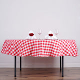 Elevate Your Event with the White/Red Buffalo Plaid Round Tablecloth