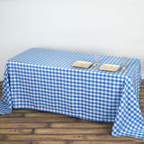 Buffalo Plaid Tablecloth | 90"x132" Rectangular | White/Blue | Checkered Polyester Linen Tablecloth