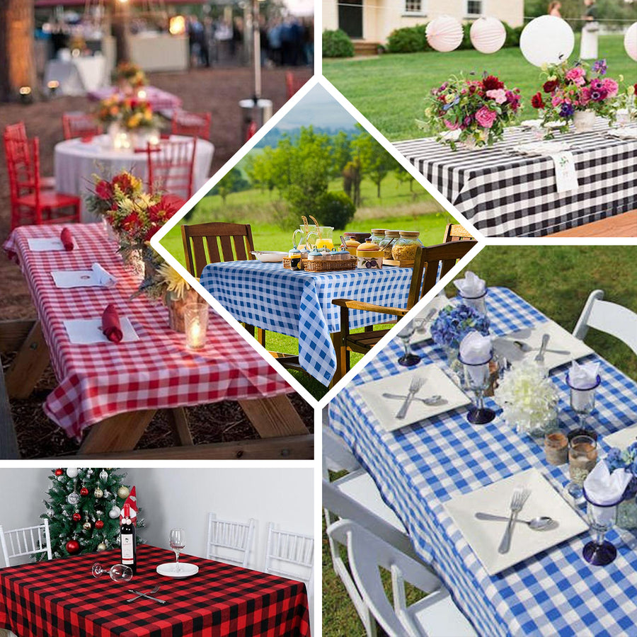 Buffalo Plaid Tablecloth | 60"x126" Rectangular | White/Red | Checkered Polyester Tablecloth