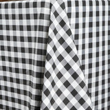 Buffalo Plaid Tablecloth | 90"x156" Rectangular | White/Black | Checkered Polyester Linen Tablecloth