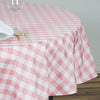 Buffalo Plaid Tablecloth | 90" Round | White/Rose Quartz | Checkered Polyester Tablecloth