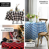 Buffalo Plaid Tablecloth | 90 inch Round | White/Blue | Checkered Polyester Tablecloth