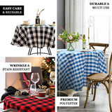 Buffalo Plaid Tablecloth | 108 Round | White/Navy Blue | Checkered Gingham Polyester Tablecloth