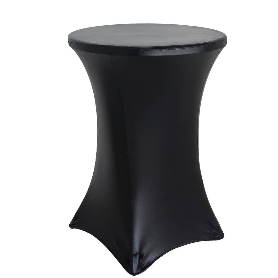 32inch Dia Premium Metallic Black Spandex Highboy Cocktail Table Cover#whtbkgd