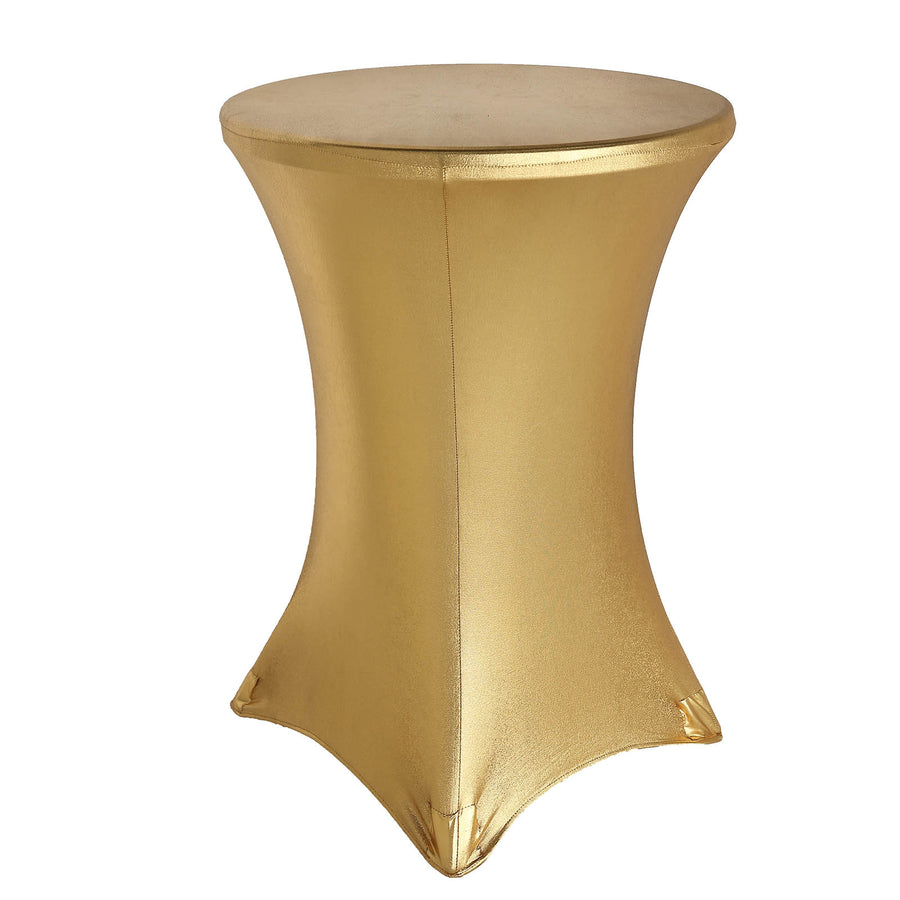32inch Dia Premium Metallic Gold Spandex Highboy Cocktail Table Cover#whtbkgd