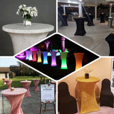Black Metallic Shimmer Tinsel Spandex Cocktail Table Cover