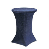 Navy Blue Metallic Shimmer Tinsel Spandex Cocktail Table Cover