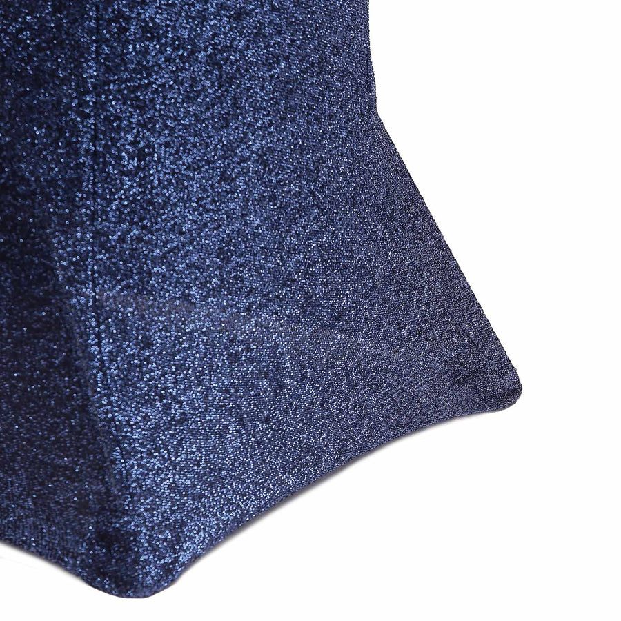 Navy Blue Metallic Shimmer Tinsel Spandex Cocktail Table Cover