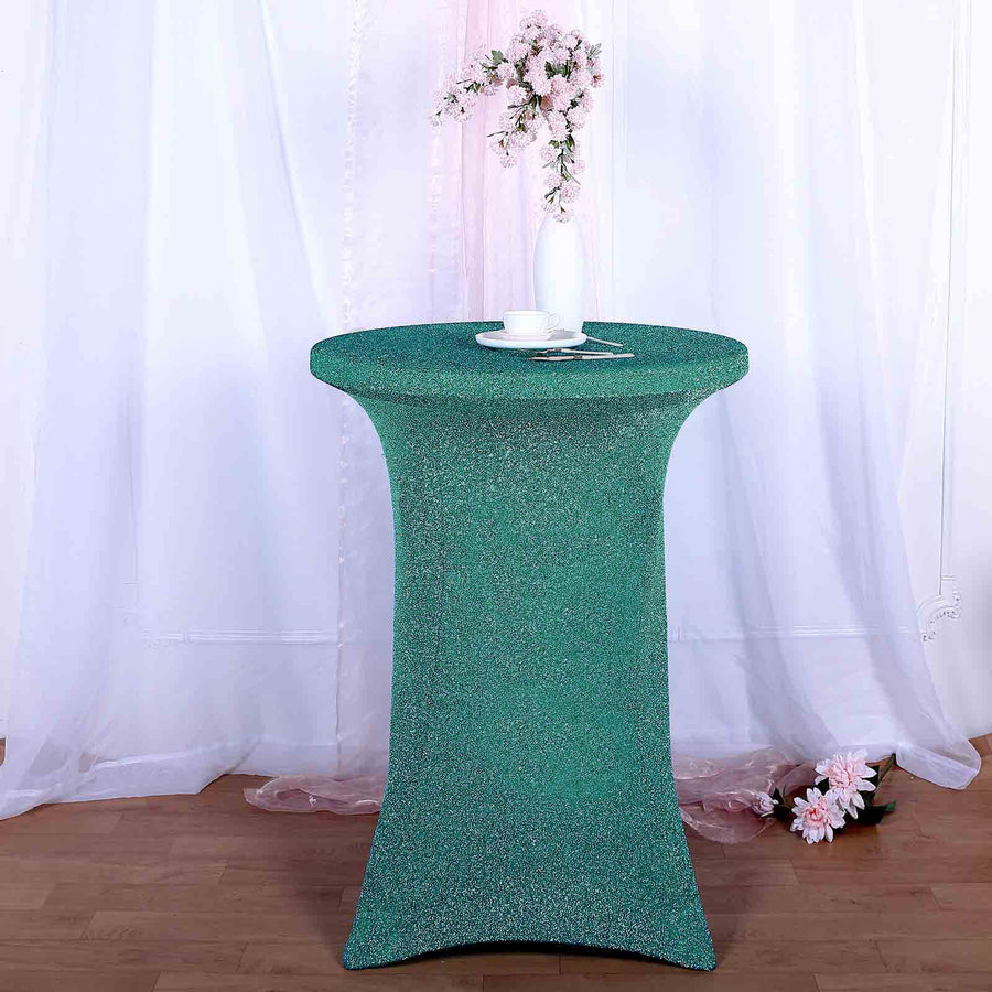 Turquoise Metallic Shimmer Tinsel Spandex Cocktail Table Cover