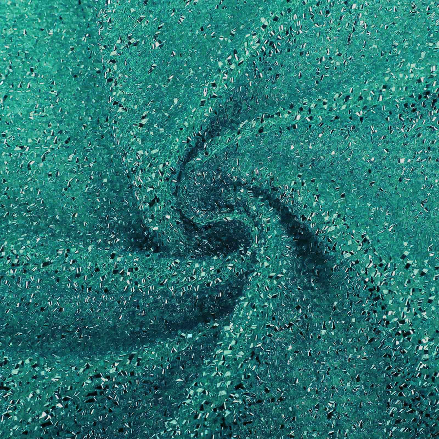 Turquoise Metallic Shimmer Tinsel Spandex Cocktail Table Cover