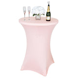 Blush | Rose Gold Spandex Cocktail Table Cover, Fitted Stretch Tablecloth for 24"-32" Dia Tables