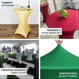 Hunter Emerald Green Spandex Stretch Fitted Cocktail Table Cover for 24"-32" Dia High Top Tables
