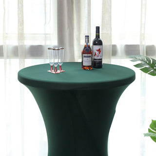 Versatile and Budget-Friendly Event Decor with the Hunter Emerald Green Spandex Stretch Fitted Cocktail Table Cover