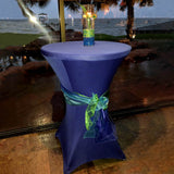 Navy Blue Highboy Spandex Cocktail Table Cover, Fitted Stretch Tablecloth for 24"-32" Dia Tables