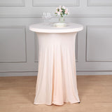 Blush / Rose Gold Round Heavy Duty Spandex Cocktail Table Cover With Natural Wavy Drapes