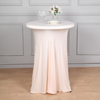 Blush Round Heavy Duty Spandex Cocktail Table Cover