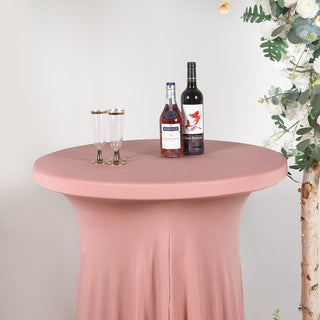 Dusty Rose Round Heavy Duty Spandex Cocktail Table Cover
