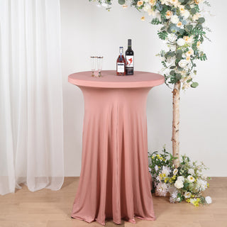 Dusty Rose Round Heavy Duty Spandex Cocktail Table Cover