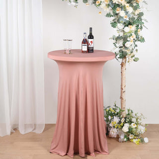 Dusty Rose Round Heavy Duty Spandex Cocktail Table Cover