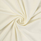Ivory Round Heavy Duty Spandex Cocktail Table Cover With Natural Wavy Drapes#whtbkgd