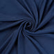 Navy Blue Round Heavy Duty Spandex Cocktail Table Cover With Natural Wavy Drapes#whtbkgd