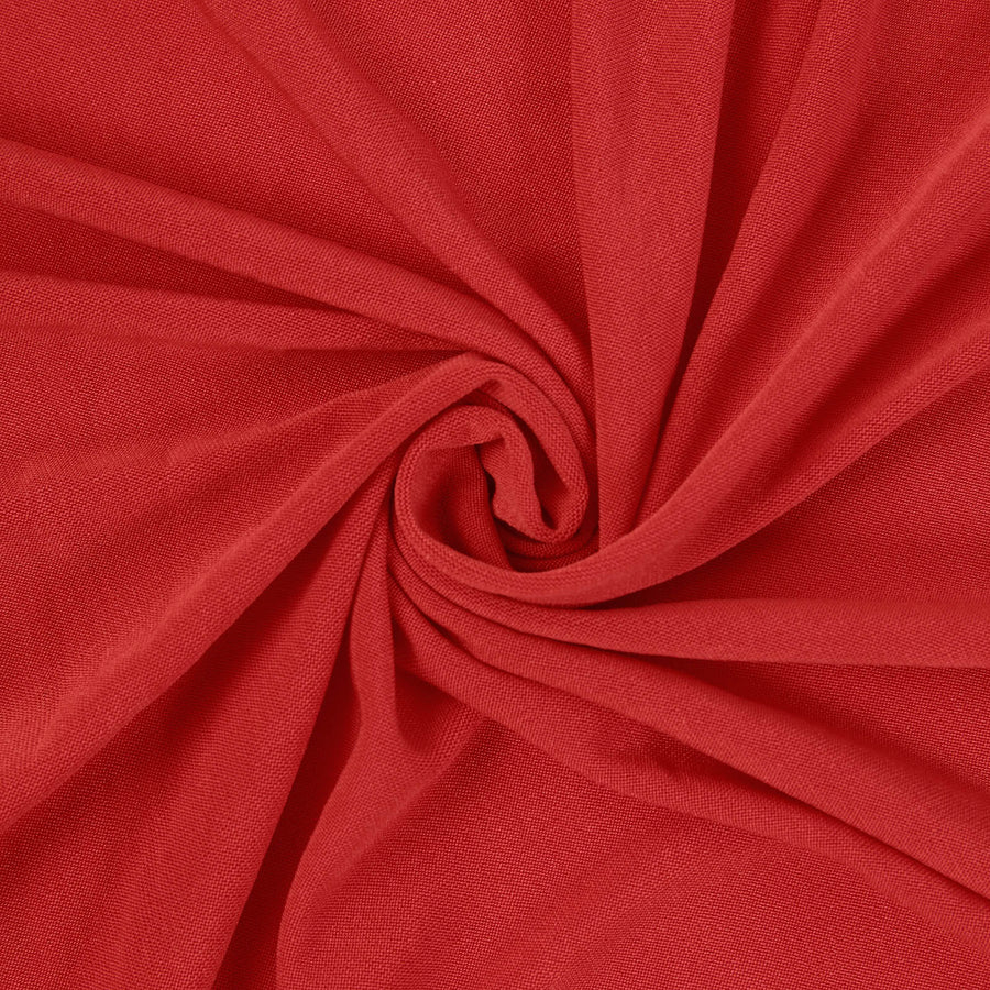 Red Round Heavy Duty Spandex Cocktail Table Cover With Natural Wavy Drapes#whtbkgd
