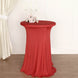 Red Round Heavy Duty Spandex Cocktail Table Cover With Natural Wavy Drapes