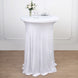 White Round Heavy Duty Spandex Cocktail Table Cover With Natural Wavy Drapes