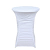 32inch White Rouched Pleated Heavy Duty Spandex Cocktail Table Cover#whtbkgd