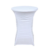 32inch White Rouched Pleated Heavy Duty Spandex Cocktail Table Cover#whtbkgd