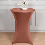 Terracotta (Rust) Highboy Spandex Cocktail Table Cover, Fitted Stretch Tablecloth