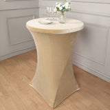 Champagne Premium Smooth Velvet Spandex Fit Cocktail Tablecloth With Foot Pockets
