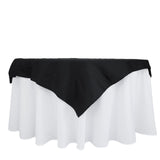 54 inches Black Square 100% Cotton Linen Table Overlay Tablecloth | Washable