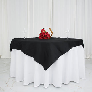 Black Seamless 54x54 Cotton Linen Table Overlay
