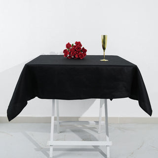 Black Seamless 100% Cotton Linen Square Tablecloth