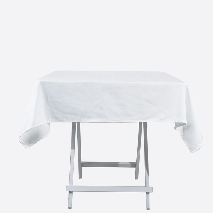 54 inches White Square 100% Cotton Linen Seamless Tablecloth | Washable